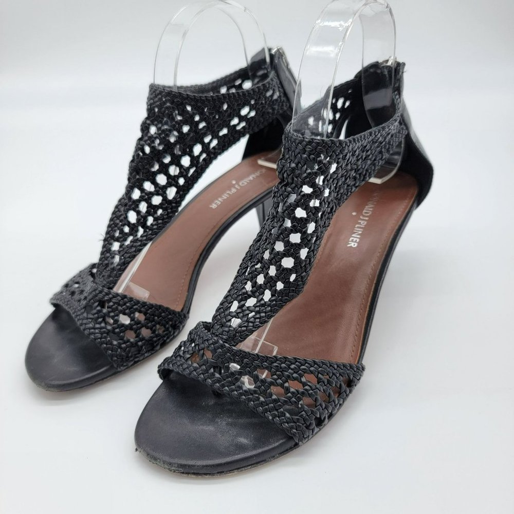 Donald J Pliner Womens Size 8 M Black Sandal Heels Woven